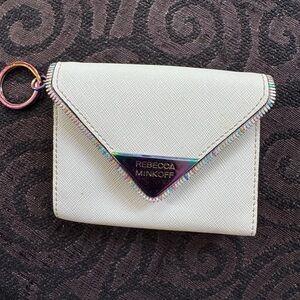 Rebecca Minkoff Cream and Silver Key Card Holder with Modern Design
